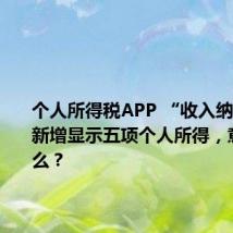 个人所得税APP “收入纳税明细”新增显示五项个人所得,意味着什么?