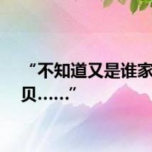 “不知道又是谁家的宝贝……”