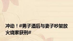 冲动！#男子酒后与妻子吵架放火烧家获刑#