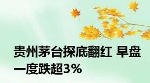 贵州茅台探底翻红 早盘一度跌超3%