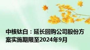 中核钛白：延长回购公司股份方案实施期限至2024年9月