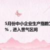 5月份中小企业生产指数为50.3%，进入景气区间