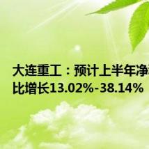 大连重工:预计上半年净利润同比增长13.02%-38.14%