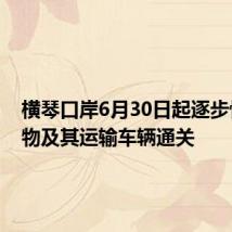 横琴口岸6月30日起逐步恢复货物及其运输车辆通关