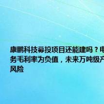 康鹏科技募投项目还能建吗?电池材料业务毛利率为负值,未来万吨级产能存消化风险