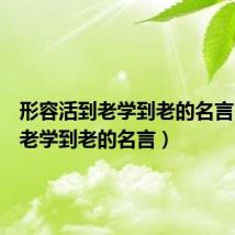 形容活到老学到老的名言(活到老学到老的名言)