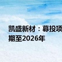 凯盛新材：募投项目延期至2026年