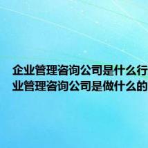 企业管理咨询公司是什么行业（企业管理咨询公司是做什么的）