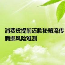 消费贷提前还款秘籍流传 消费贷腾挪风险难测