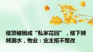 楼顶被圈成“私家花园”，楼下频频漏水，物业：业主拒不整改