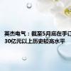 英杰电气：截至5月底在手订单仍处30亿元以上历史较高水平