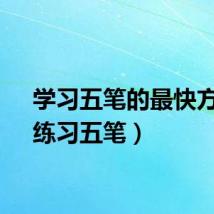 学习五笔的最快方法（练习五笔）