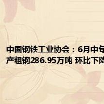 中国钢铁工业协会:6月中旬全国日产粗钢286.95万吨 环比下降2.27%