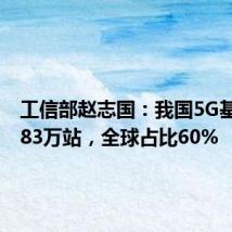 工信部赵志国:我国5G基站超383万站,全球占比60%