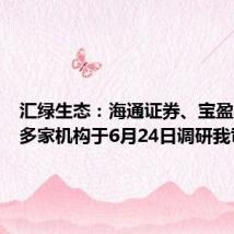 汇绿生态:海通证券、宝盈基金等多家机构于6月24日调研我司