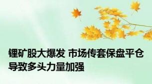 锂矿股大爆发 市场传套保盘平仓导致多头力量加强
