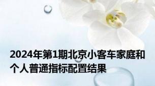 2024年第1期北京小客车家庭和个人普通指标配置结果