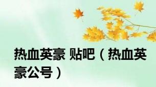 热血英豪 贴吧（热血英豪公号）