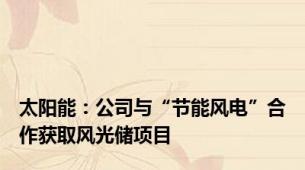 太阳能：公司与“节能风电”合作获取风光储项目