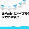 盛邦安全：拟3000万元收购天御云安62.5%股权