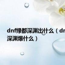dnf绿都深渊出什么（dnf绿都深渊爆什么）