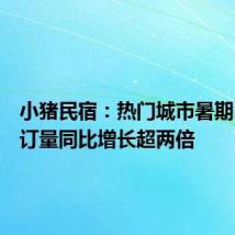 小猪民宿：热门城市暑期民宿预订量同比增长超两倍