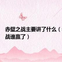 赤壁之战主要讲了什么（赤壁之战谁赢了）