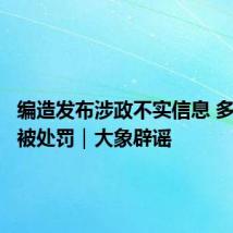 编造发布涉政不实信息 多人造谣被处罚|大象辟谣