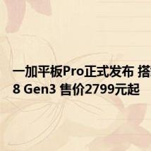 一加平板Pro正式发布 搭载骁龙8 Gen3 售价2799元起