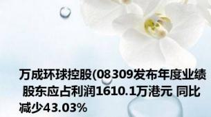 万成环球控股(08309发布年度业绩 股东应占利润1610.1万港元 同比减少43.03%