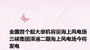 全国首个超大单机容量海上风电场三峡集团漳浦二期海上风电场今将发电