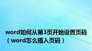 word如何从第3页开始设置页码（word怎么插入页码）