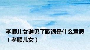 孝顺儿女谁见了歌词是什么意思（孝顺儿女）