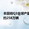 丰田将Q3全球产量定为约258万辆