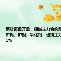 期货夜盘开盘,纯碱主力合约涨超2%,沪锡、沪银、氧化铝、玻璃主力合约涨超1%