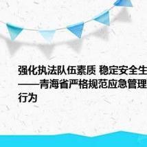 强化执法队伍素质 稳定安全生产基本盘——青海省严格规范应急管理行政执法行为
