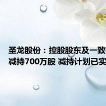 圣龙股份:控股股东及一致行动人减持700万股 减持计划已实施完毕