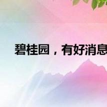 碧桂园，有好消息！