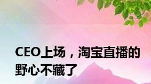CEO上场，淘宝直播的野心不藏了