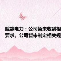 皖能电力:公司暂未收到相关具体要求。公司暂未制定相关规划
