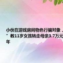小伙在游戏房间物色行骗对象,“手把手”教11岁女孩转走母亲3.7万元,获刑3年