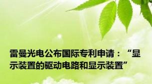 雷曼光电公布国际专利申请：“显示装置的驱动电路和显示装置”