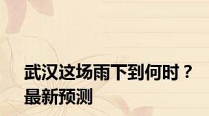 武汉这场雨下到何时？最新预测