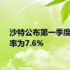 沙特公布第一季度失业率为7.6%