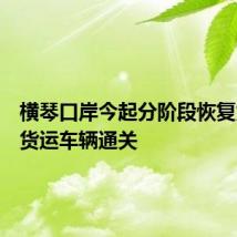横琴口岸今起分阶段恢复货物及货运车辆通关