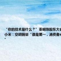 “你的技术是什么?”董明珠股东大会“开怼”小米:空调销量“谁是第一,消费者心里有杆秤”
