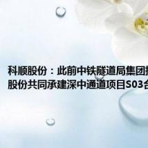 科顺股份:此前中铁隧道局集团携手科顺股份共同承建深中通道项目S03合同段