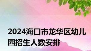 2024海口市龙华区幼儿园招生人数安排