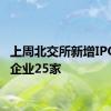 上周北交所新增IPO申报企业25家