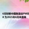 6月财新中国制造业PMI升至51.8 为2021年6月来最高